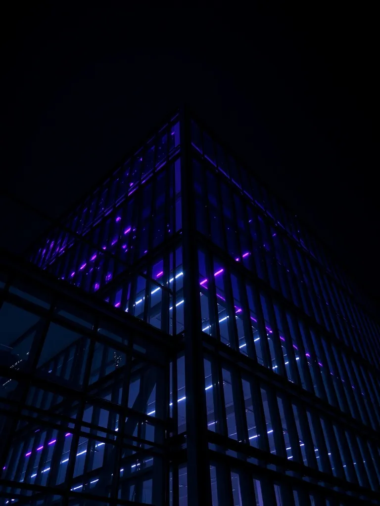 An abstract architectural photograph of a modern glass and s